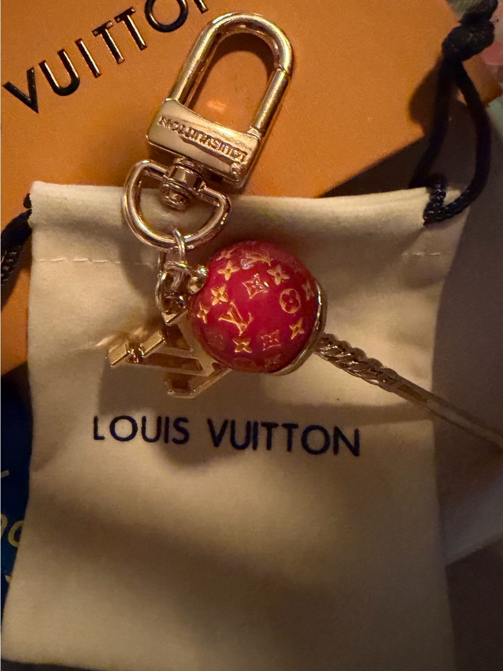 Red & Gold Monogram Lollipop Key Charm